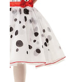 101 Dalmatians Deluxe Childs Costume with full skirt and dots  prints.