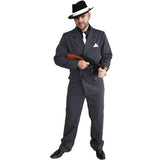 1920's Pinstripe Gangster Male Costume, double breasted suit and matching pants and shirt front with tie.