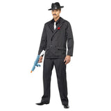 1920's Pinstripe Zoot Suit-Adult, black and white pinstipe suit, black shirt front and white tie.