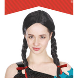 Long Plaited Black Wig