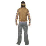 60s Hippie Singer Mens Costume, shirt, vest, pants, headband and belt.