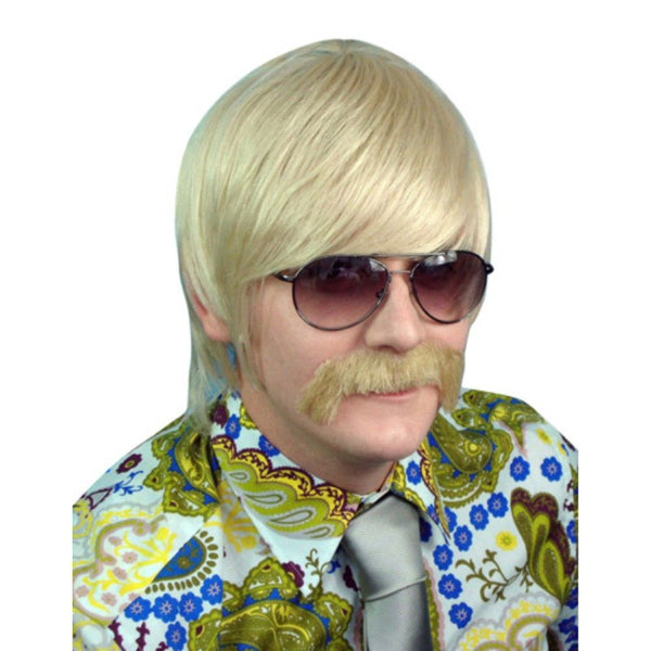 70's blonde mod guy wig with long sweeping fringe.