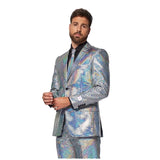 70s OppoSuit Discoballer Premium Mens Suit, tailored suit in irredescent mirror look design, quality product.