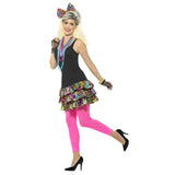 80's Party Girl Kit, colourful ra ra skirt, chains and headband.
