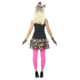 80's Party Girl Kit, colourful ra ra skirt with headband and chains.
