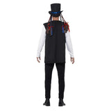 80s Pop Star Adult Costume, shirt, vest, top hat and braids.