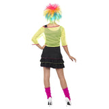 80's Pop Tart Costume, black dress with small frills, mesh top and headband.