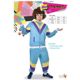 80's Tracksuit and Pants, blue with purple and yellow stripes.