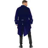 Men's Long Blue Velvet Military Coat - Leg Avenue