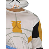 Clone Trooper Commander Cody deluxe child costume, printed jumpsuit with attached boot tops and seperate plastic mask.