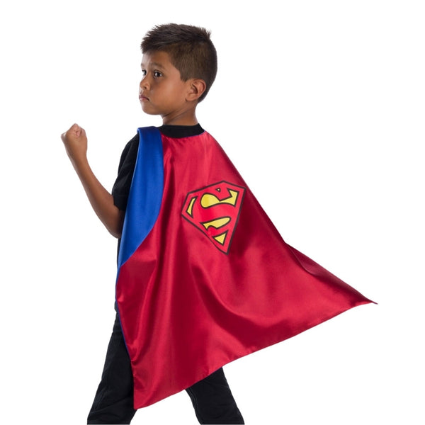 DC Comics Boys Cape Set - Superman, blue lining, red outer cape with iconic "S" on back.