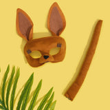 Deluxe animal set, kangaroo mask with larg ears and tail that clips on.