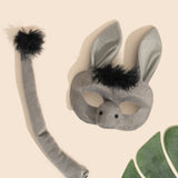 Deluxe animal set of donkey, kids mask and clip on tail.