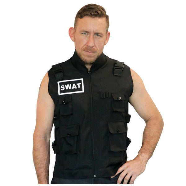 SWAT body guard vest with SWAT patch plus shin splints.