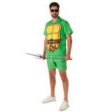 TMNT summer swim suit includes printed short and plain shorts.