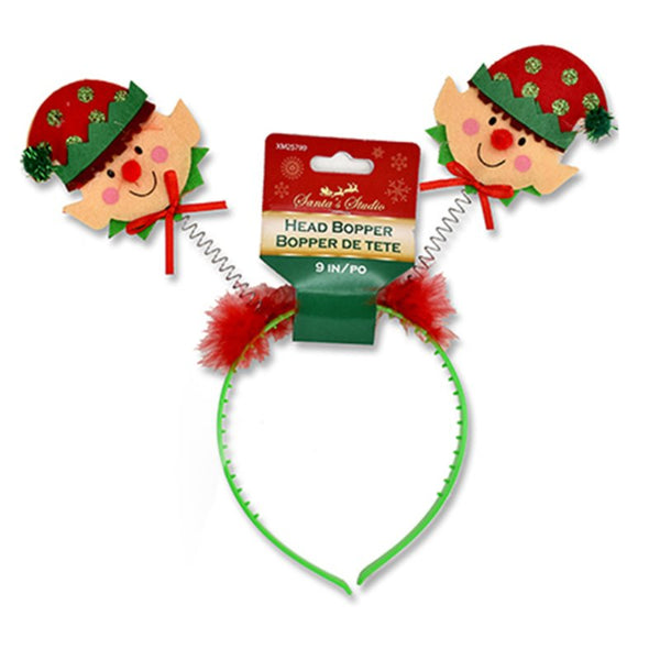 Xmas Elf Headband, super cute elf faces on springs on headband.
