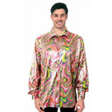 Adult 70s Disco Shirt - Rainbow Swirl print 