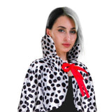 Adult Dalmatian Cape, short cape comes to mid back with high collar and red ties.