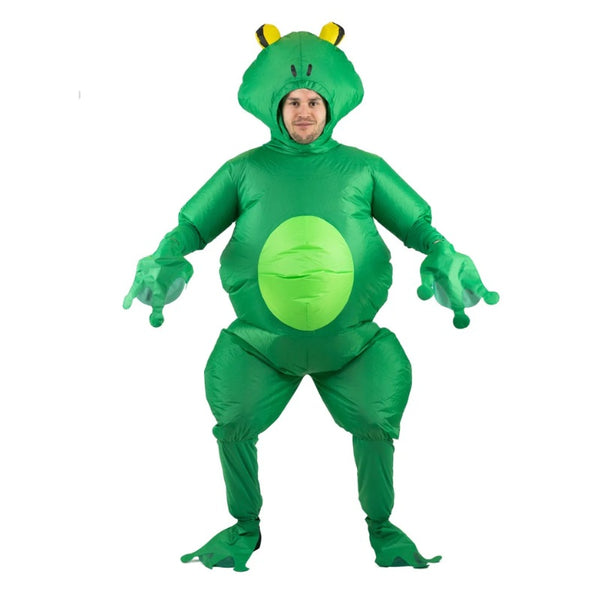 adult inflatable frog costume, plus shoe covers and gloves.