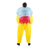 Adults inflatable biohazard costume looks like he is piggybacking a half torso.