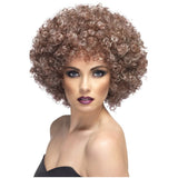 Natural Brown Afro Wig, unisex, brown with blonde highlights.