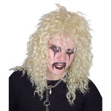 Alice blonde rocker wig, crimped mullet style.