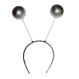 Alien Glitter Ball Headband in  Silver ideal for insects and aliens.