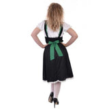 Alpine Maiden Dress/Apron, knee length dress with lace at hem and sleeves.