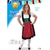 Alpine Maiden Dress/Apron, knee lenth black dress, peasant style bodice with lacing and apron.