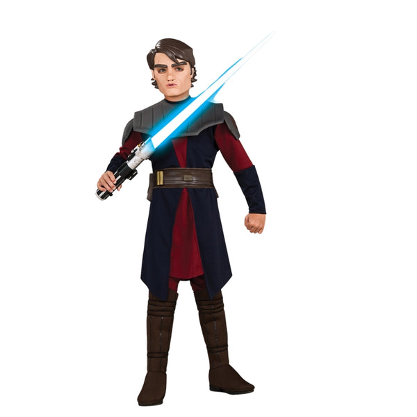 Anakin Skywalker Clone Wars - Child, tunic with moulded foam armour panel, long sleeves with cuff panel, pants with boot cuffs. moulded half mask with moulded utility belt.