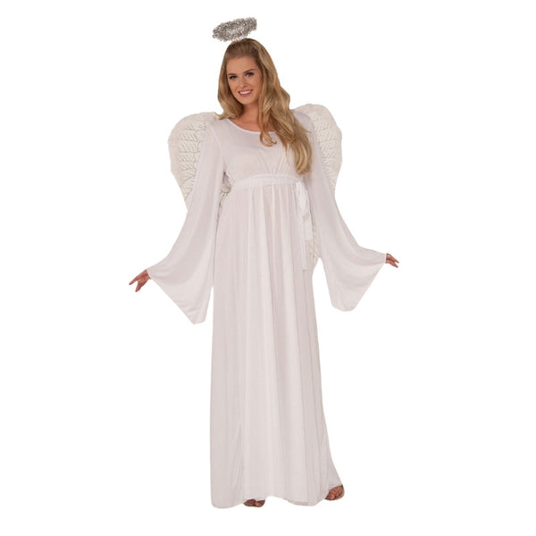 Angel Costume - Adult, long flowing dress with belle shaped sleeves.