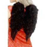 Angel wings feathered black, adults and teens.