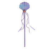 Ariel Wand - Child, plush shell shape on stick with beads and ribbons.