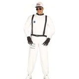 Astronaut mens costume, jumpsuit with black trim and cap.