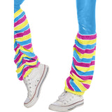 Barbie Exercise Adult Costume, colourful stripe leg warmers.
