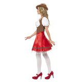 Bavarian Wench Costume, corset style dress with braid trim and lace on hemline.