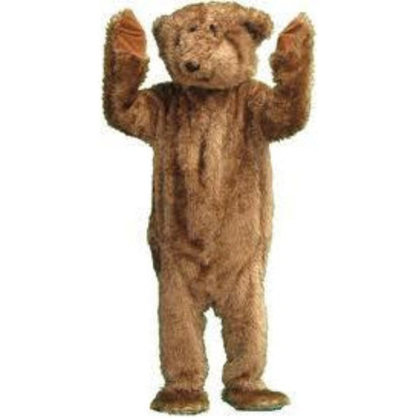 Bear Mascot Animal Costume - Hire, quality fur jumpsuit with enclosed feet and hands, mascot head you can see through. Sizing large/x-large.