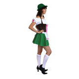 Beer House Beauty Oktoberfest Costume, short dress with ties around the nectk.
