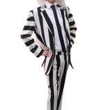 Beetlejuice - Hire, mens black and white stripe suit, shirt, tie and wig.