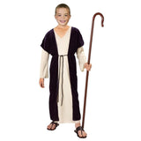 Biblical Shepherd Child Costume, ankle length robe with cream under robe and rope belt.