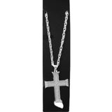 Big Cross Necklace in silver, cross has a dimpled appearance.