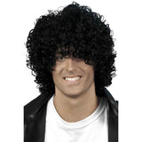 Black Afro Wet Look Wig, looser curl, unisex.