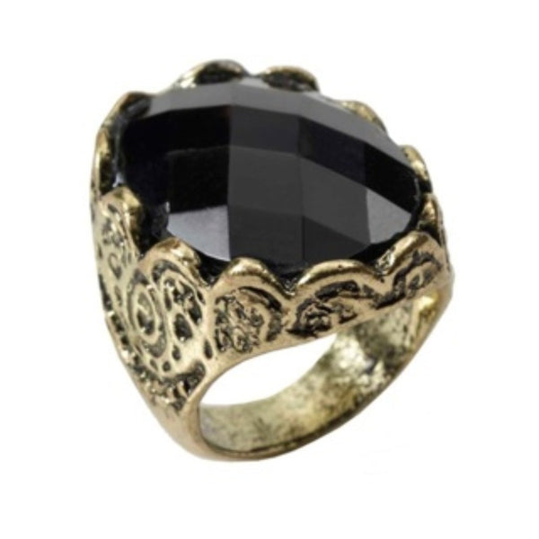 Black Stone Ring - Mens, black stone in gold setting.