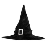 Black Velvet Witch Hat, with silver buckle.