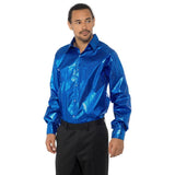 Blue Sequinned Disco Shirt for men.
