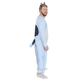 Bluey Bandit Adult Costume, jumpsuit with prints on back, and tummy.