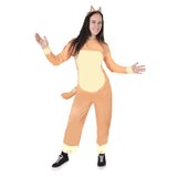 Bluey chilli adult costume, jumpsuit digitally printed spots.