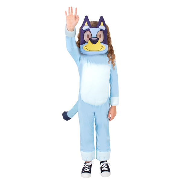 Bluey deluxe child costume with padded tummy, printed spots, eva mask.