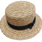 straw school hat with adjustable inner band.