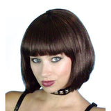 brown bob wig, chin length.